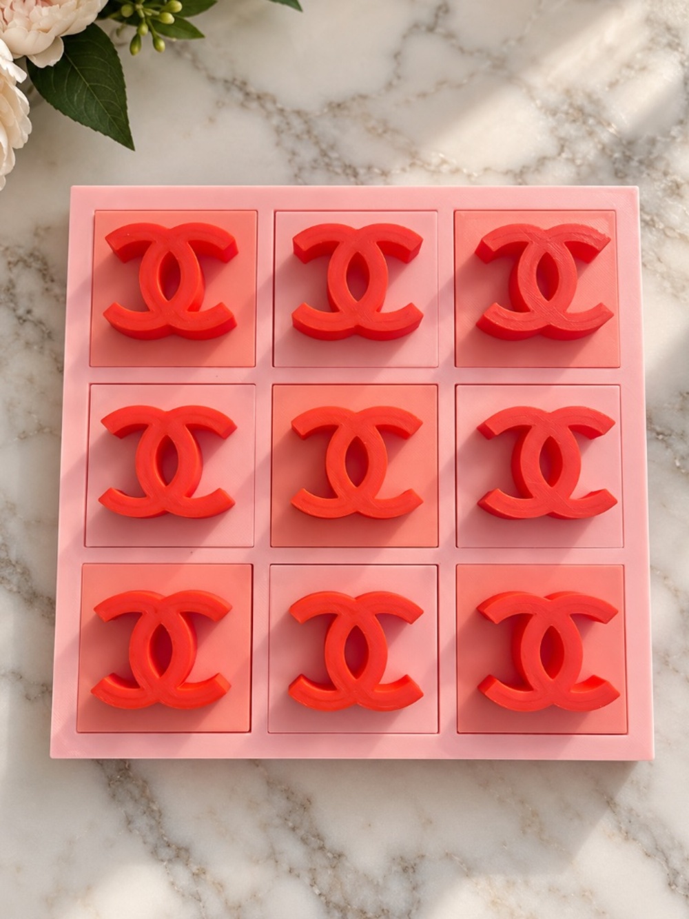 Handcrafted CC Tic Tac Toe Game 3D Printed Light Pink & Hot Pink